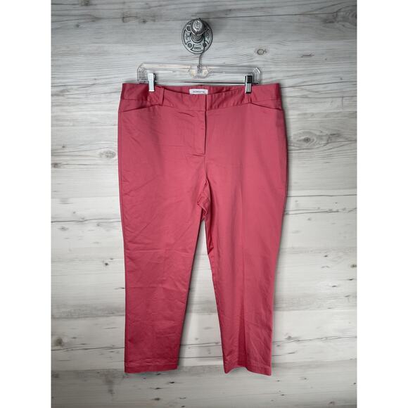 Liz Claiborne Pants Womens 14 Pink Emma Ankle Cropped Stretch Zip Pockets Work - Picture 1 of 10